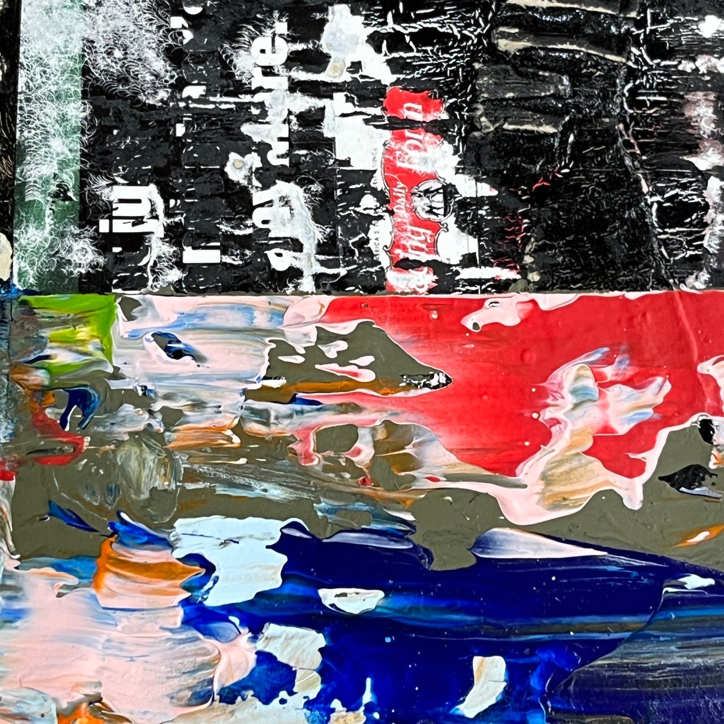 Original Grunge Minimalist Modern Art Collage Painting 8.5x11 "Ahull" Signed