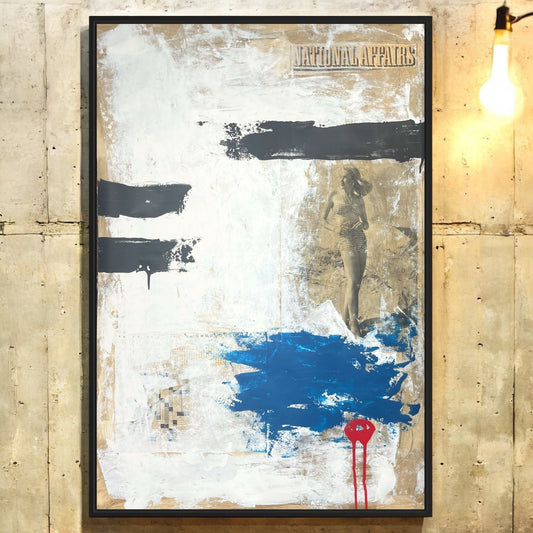 Original Mixed Media Abstract Modern Art Painting 24x36 "National Affairs"