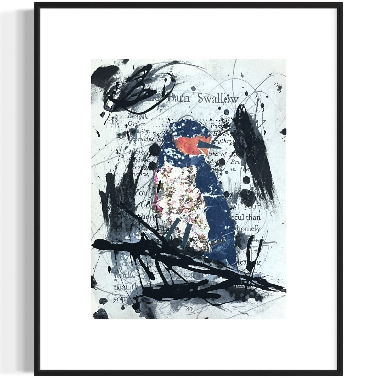 Original Abstract Modern Art Bird Painting "Barn Swallow" Signed