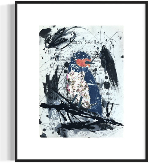 Original Abstract Modern Art Bird Painting "Barn Swallow" Signed