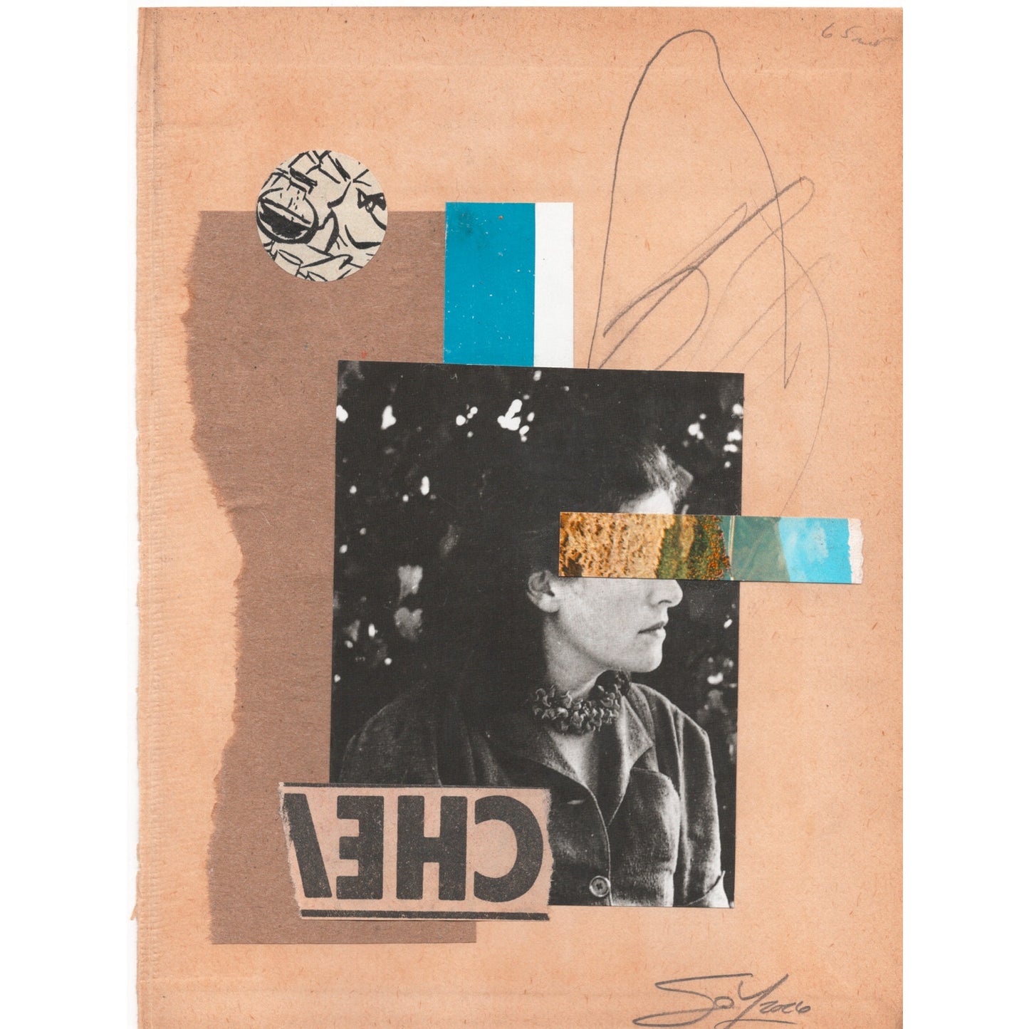Original Mixed Media Modern Art Collage "Quinible" 5.75x7.5" Signed