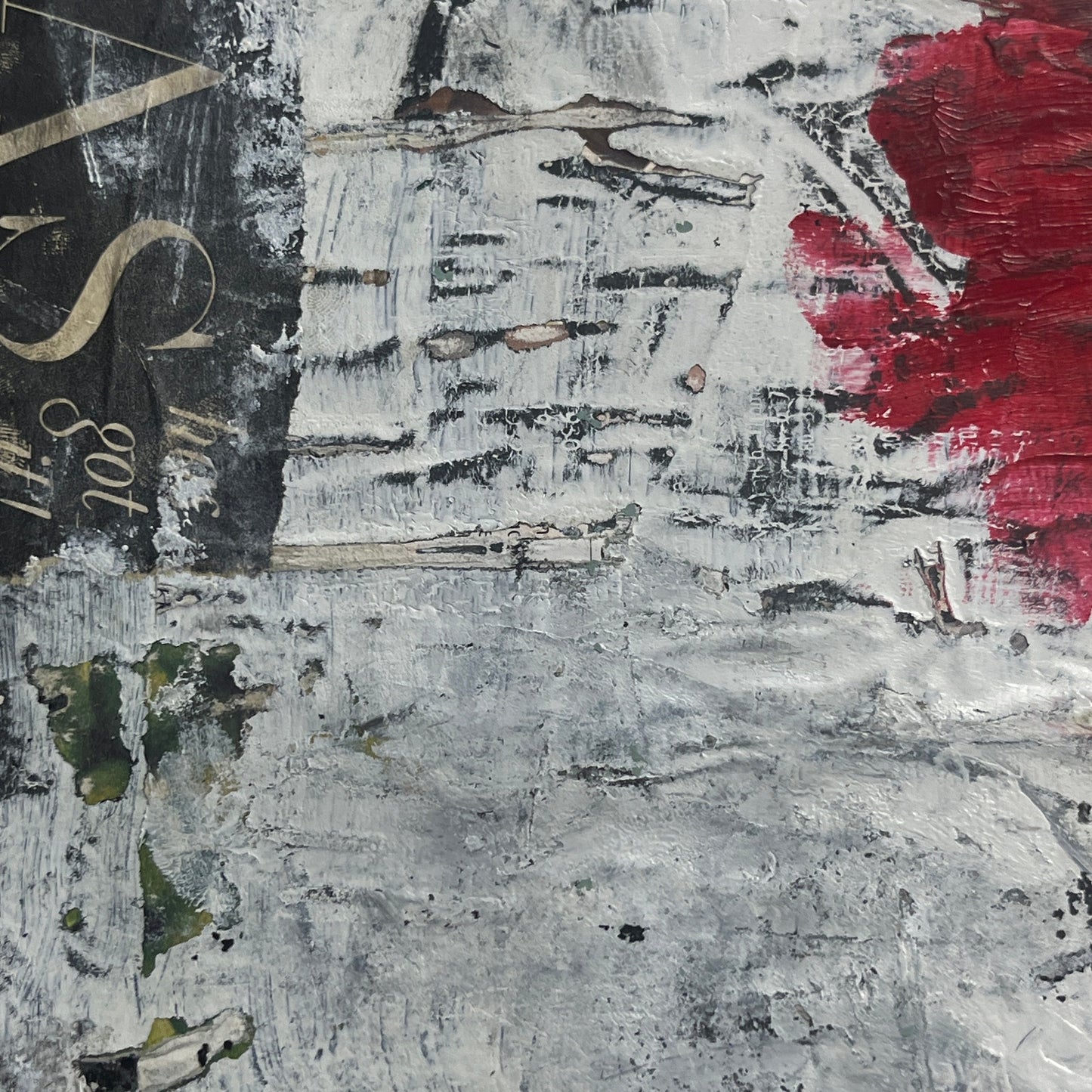 Original Grunge Minimalist Modern Art Collage Painting 8.5x11 "Behoof" Signed