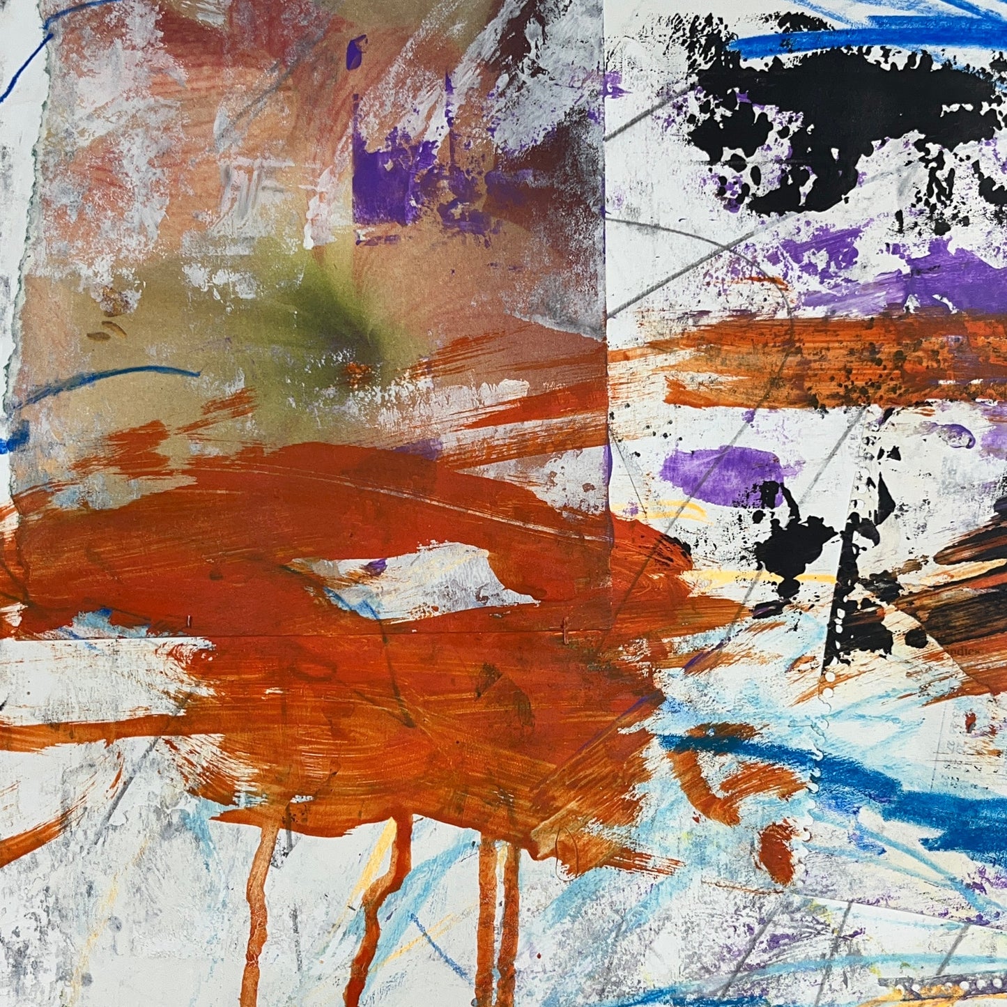 Original Mixed Media Abstract Modern Art Painting 18x24 "Achromatopsia" Signed