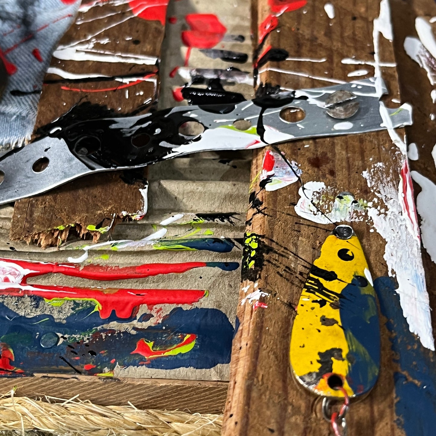 Original Abstract Collage Assemblage Combine Art Painting 11x13 "Directory"