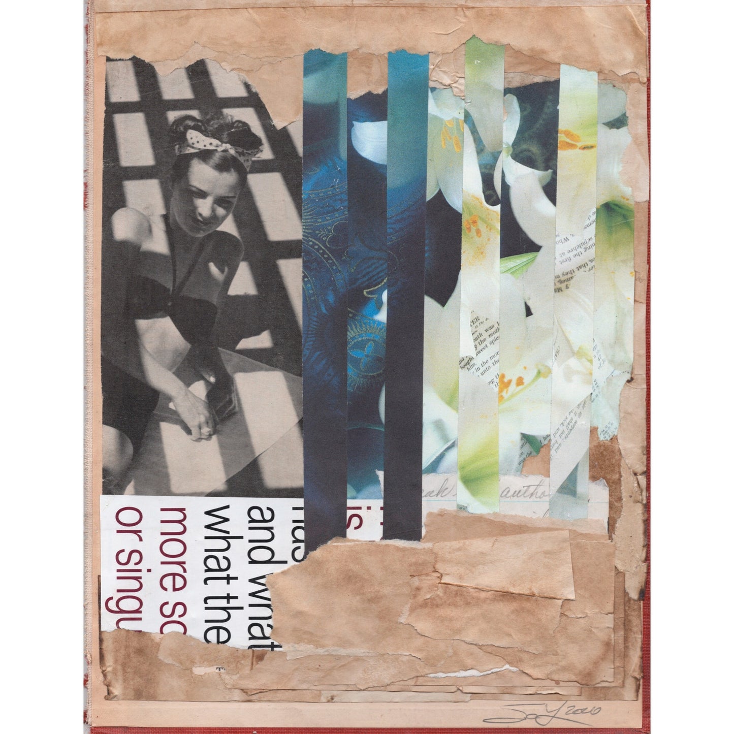 Original Mixed Media Modern Art Collage "Factive" 8.5x11.25" Signed