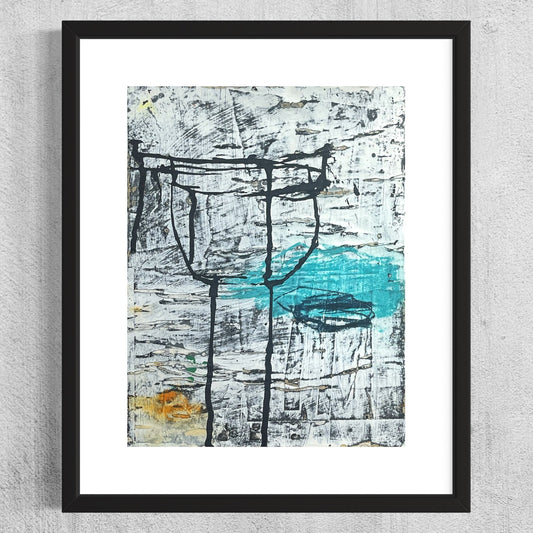 Original Grunge Minimalist Modern Art Collage Painting 8.5x11 "Lysis" Signed