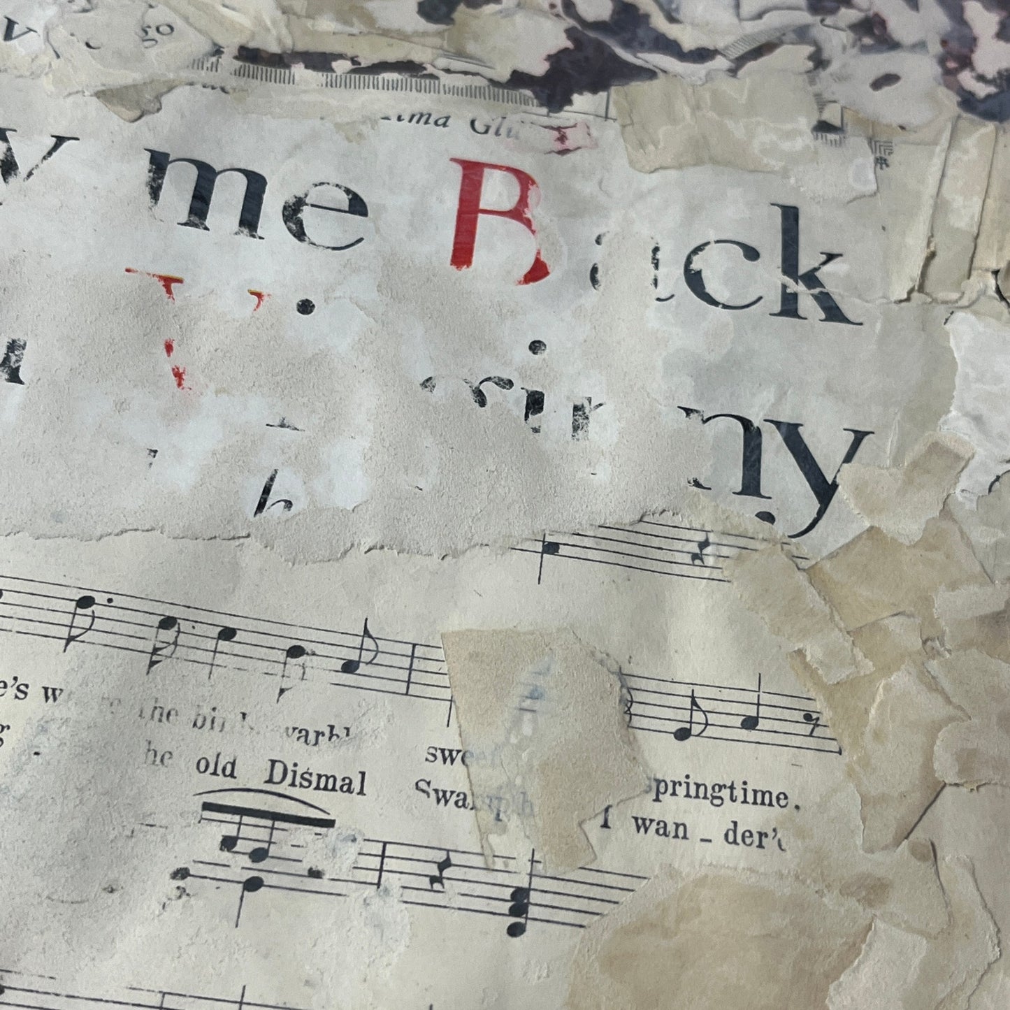 Original Art Collage 11x14 "c1910 Carry Me Back To Old Virginny Sheet Music"