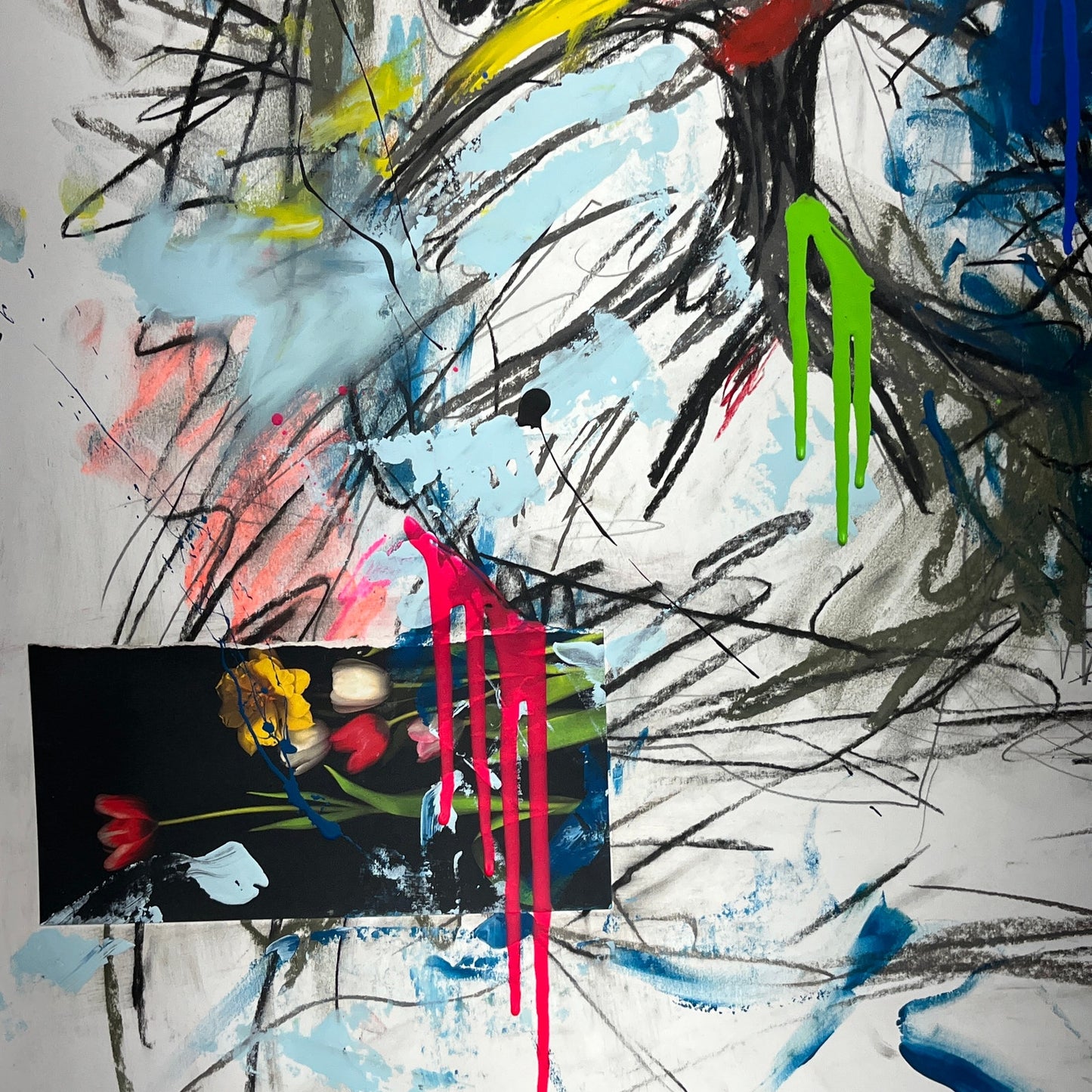 Original Mixed Media Abstract Modern Art Painting 18x24 "Peatary" Signed