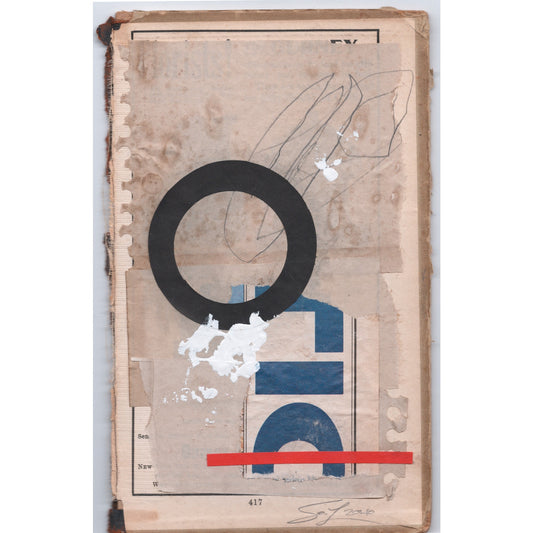 Original Mixed Media Modern Art Collage "Chesil" 4.25x7.25" Signed