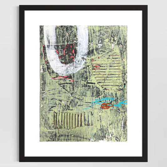 Original Minimalist Modern Art Collage Painting 8.5x11 "Gormandism" Signed