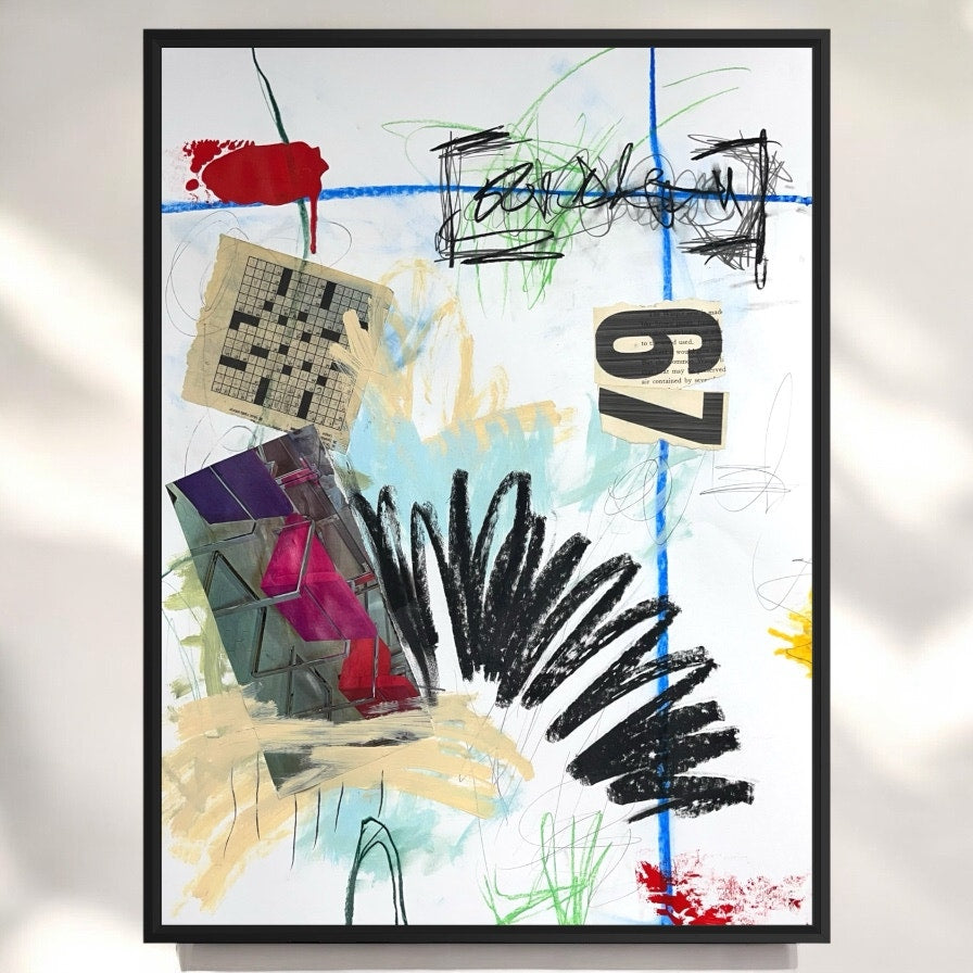 Original Mixed Media Abstract Modern Art Painting 18x24 "Area 67" Signed