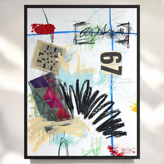 Original Mixed Media Abstract Modern Art Painting 18x24 "Area 67" Signed