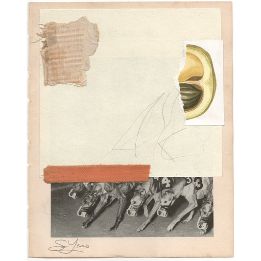 Original Mixed Media Modern Art Collage "Bickern" 5.25x6.75" Signed