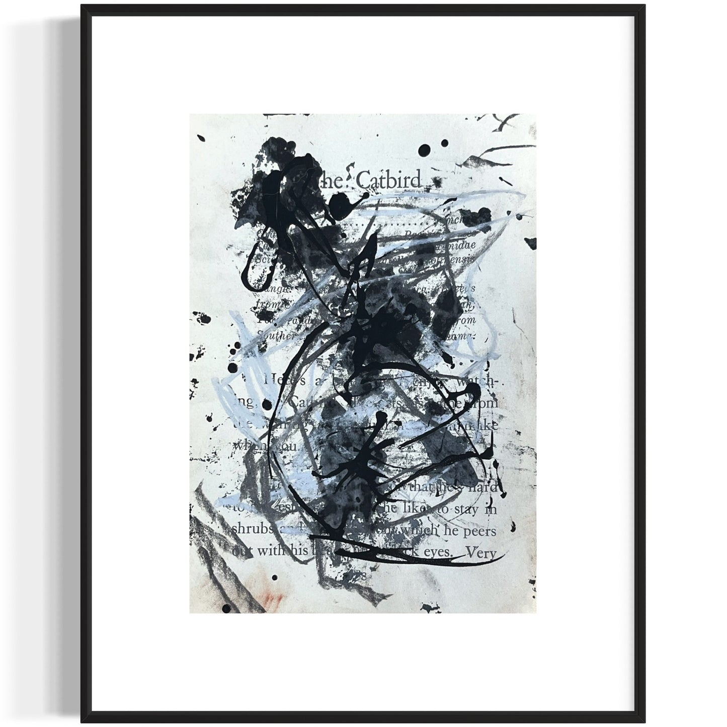 Original Abstract Modern Art Bird Painting "The Catbird" Signed