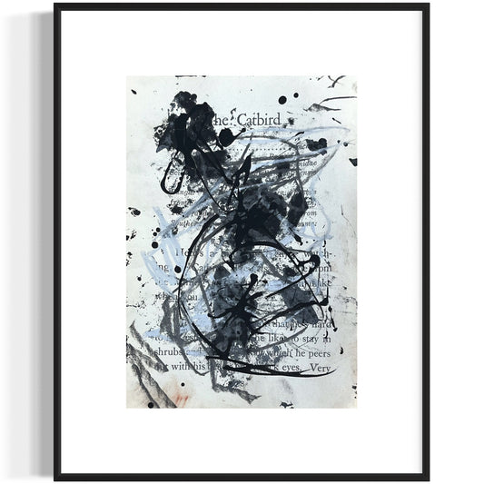 Original Abstract Modern Art Bird Painting "The Catbird" Signed