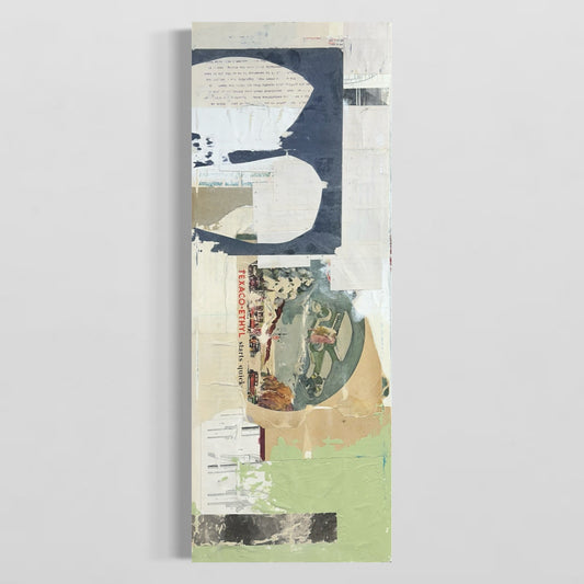 Original 11.5x30" Mixed Media Modern Art Collage on Canvas "Hederated"