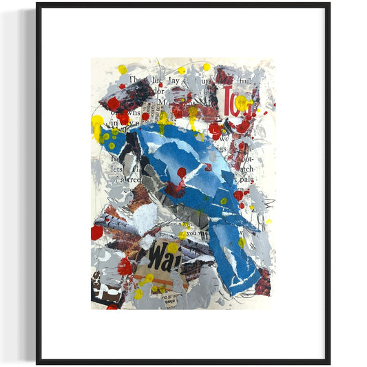 Original Abstract Modern Art Bird Painting "Blue Jay" Signed