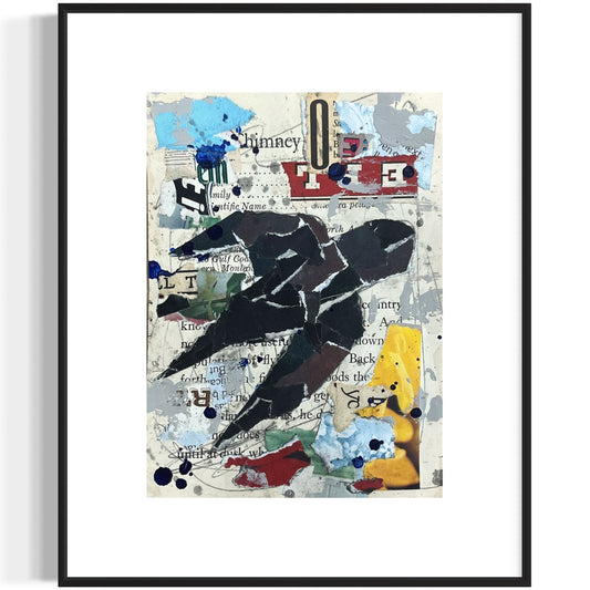 Original Abstract Modern Art Bird Painting "Chimney Swift" Signed
