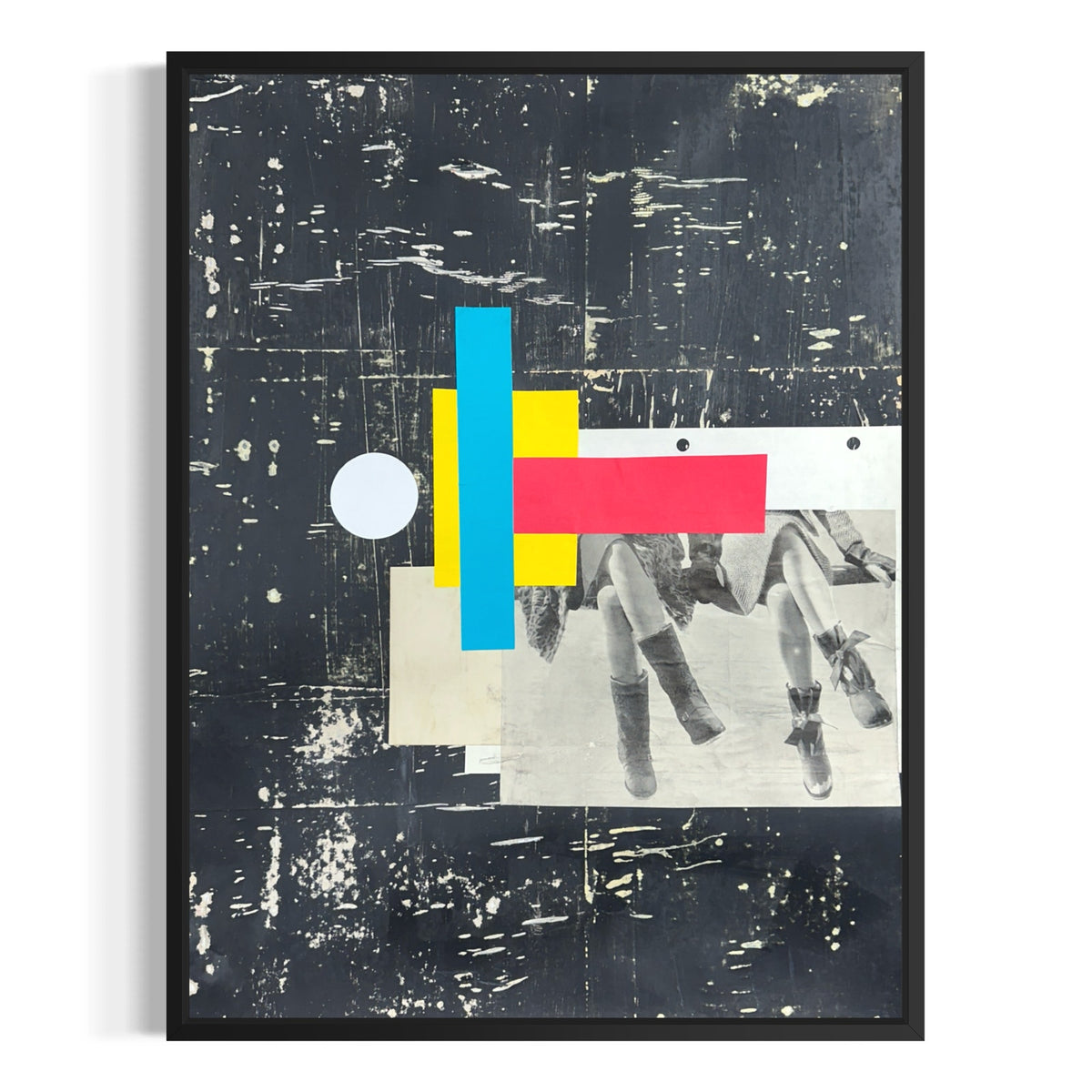 Original Mixed Media Modern Art Collage Painting 18x24 "Frowst" Signed
