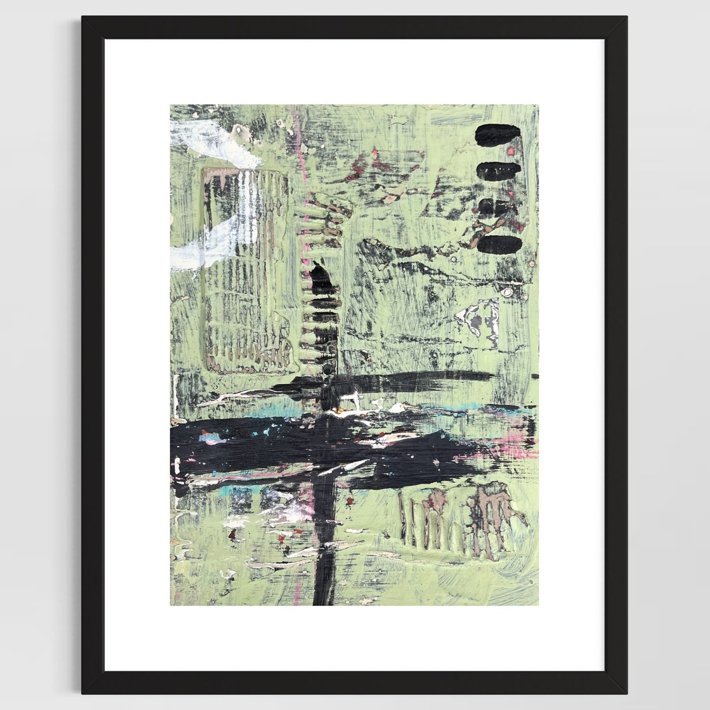 Original Grunge Minimalist Modern Art Collage Painting 8.5x11 "Juvenal" Signed