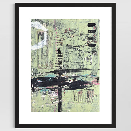 Original Grunge Minimalist Modern Art Collage Painting 8.5x11 "Juvenal" Signed
