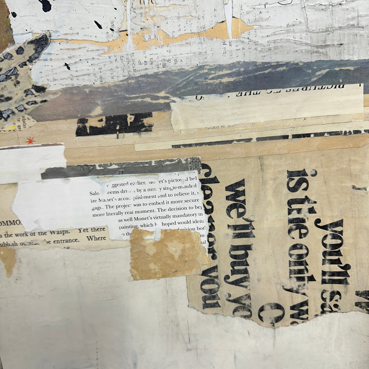 Original Mixed Media Modern Art Collage Painting 18x24 "Lasher" Signed