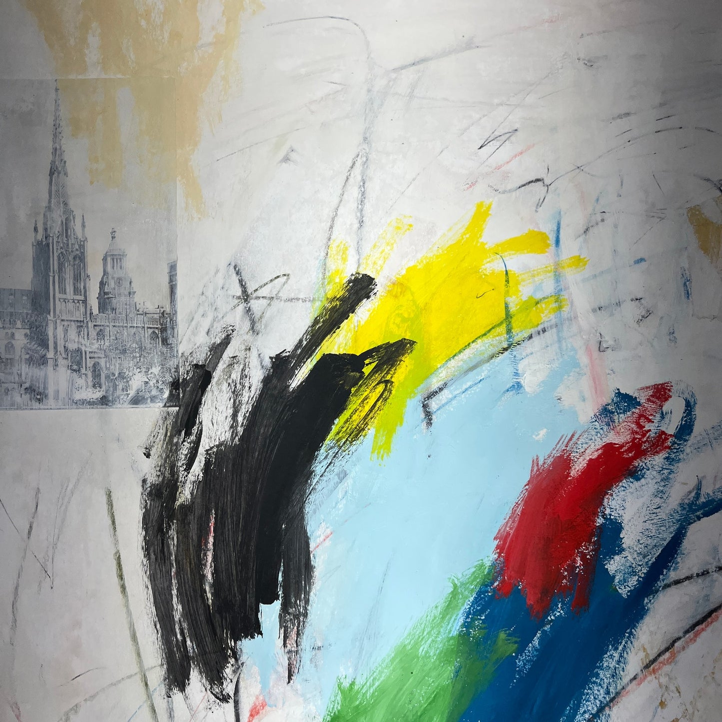 Original Mixed Media Abstract Modern Art Painting 18x24 "Imsonic" Signed