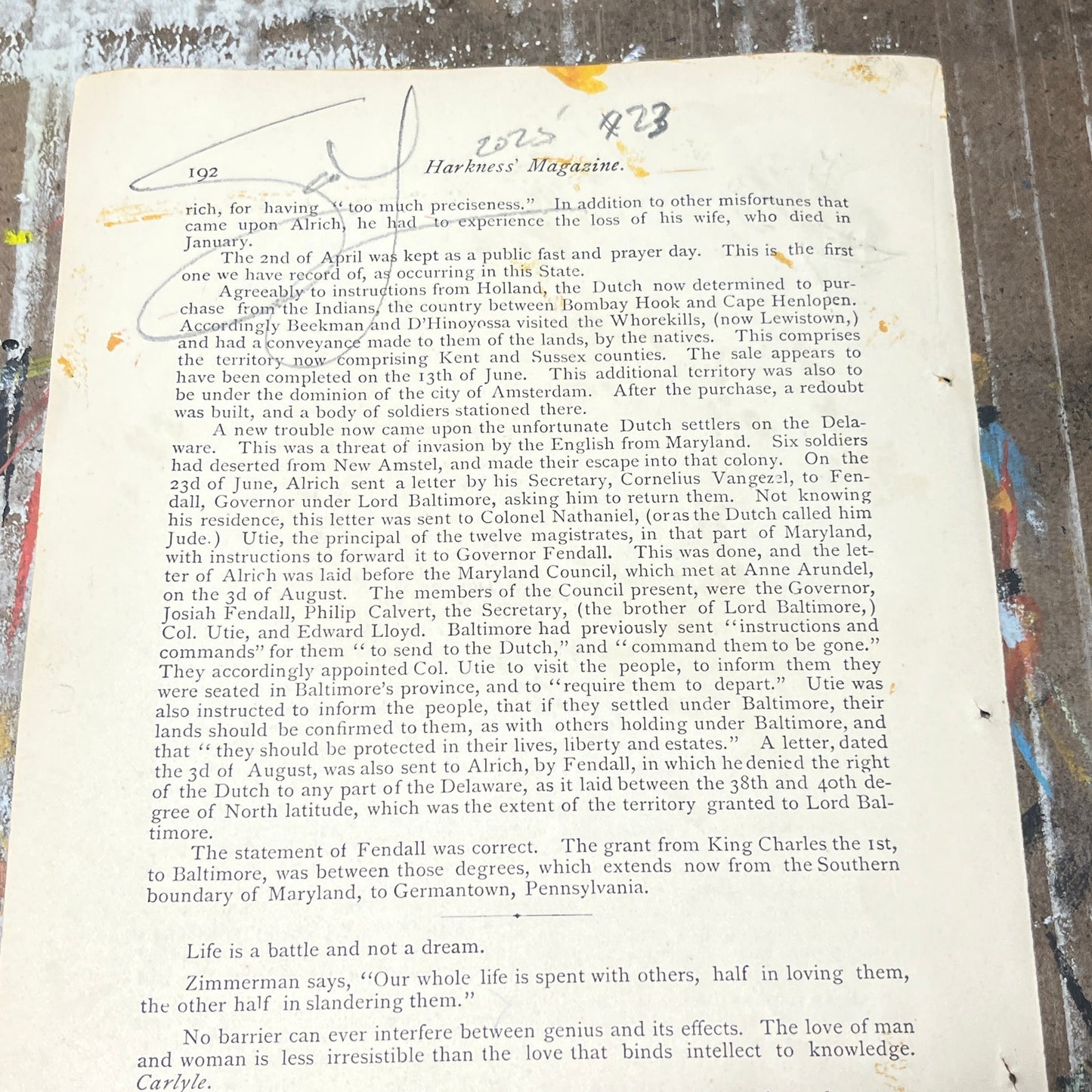 Original Abstract Modern Art Painting on Paper from 1875 Magazine #23 Signed