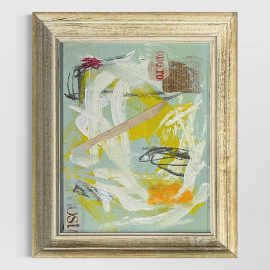 Original Framed Mixed Media Abstract Art Painting 10x12 "Butterfly"