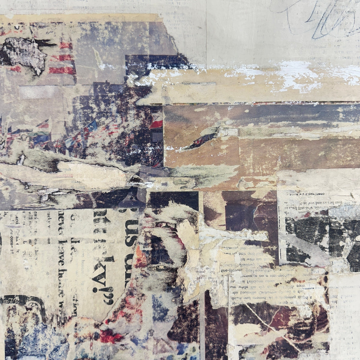 Original Mixed Media Modern Art Collage Painting 18x24 "Predevote" Signed