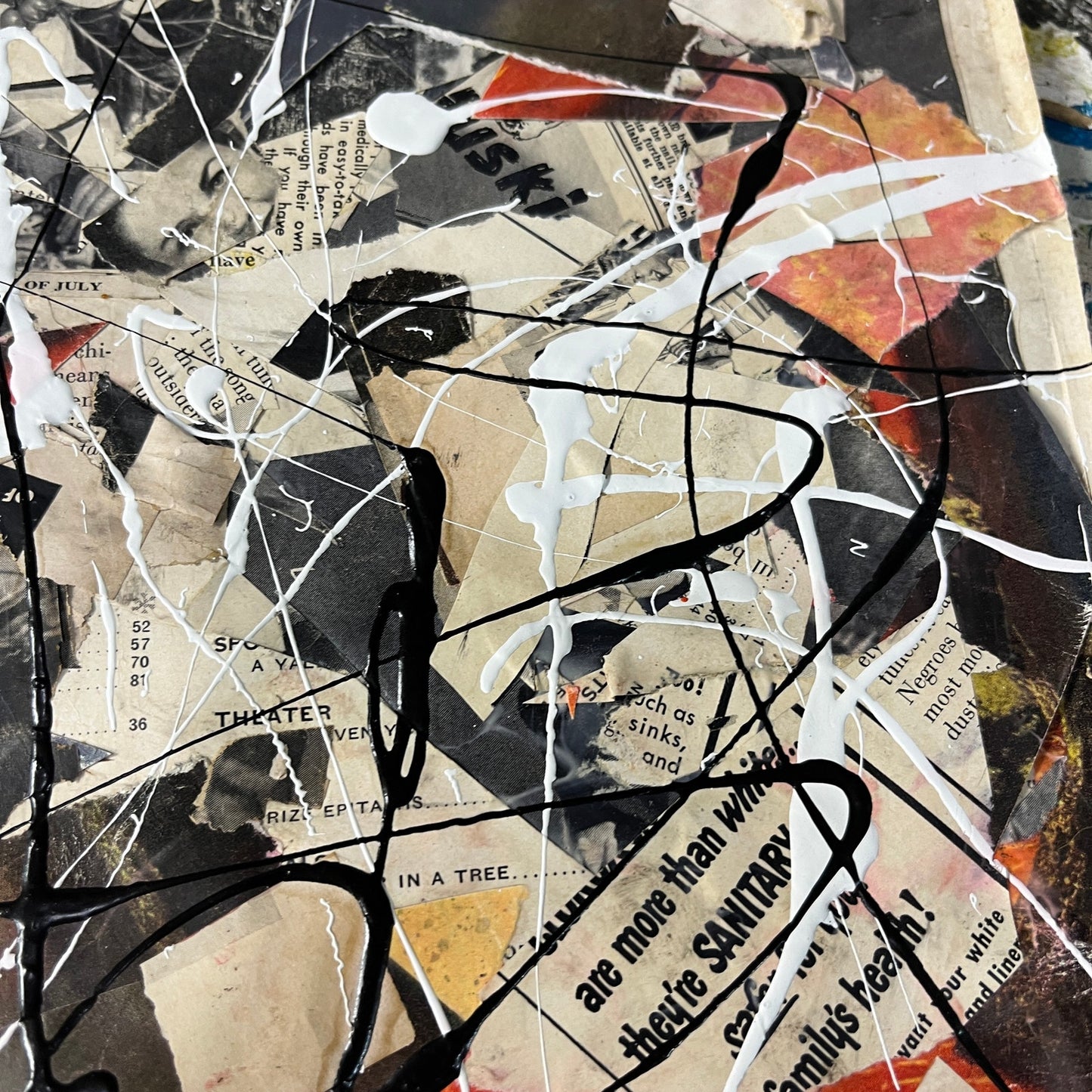 Original Mixed Media Abstract Art Collage 11x14 "1952 Dec 8 Life Magazine"