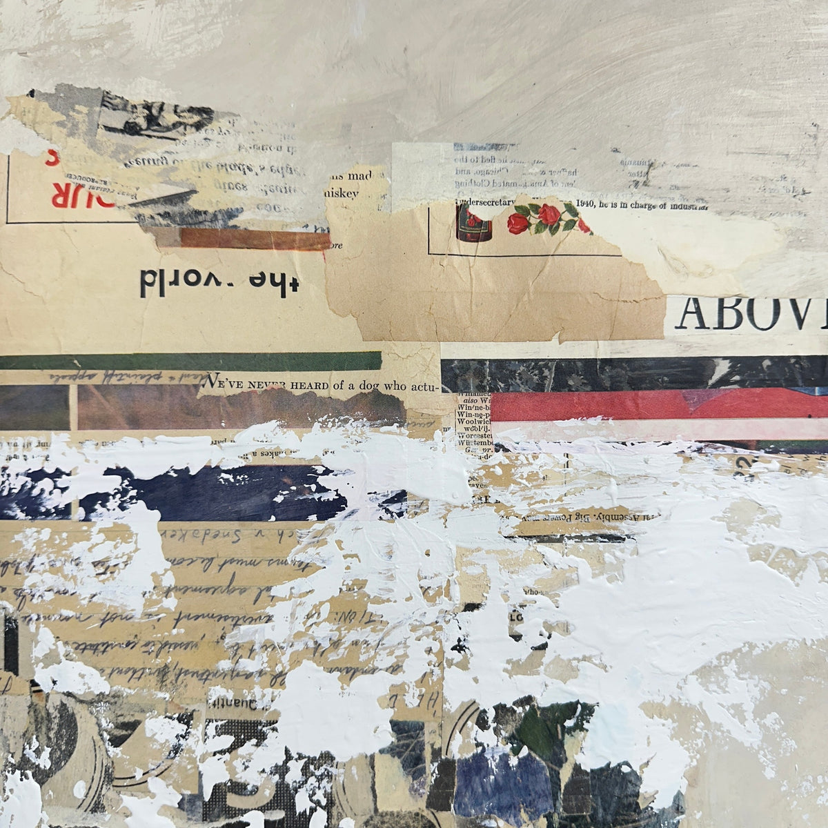 Original Mixed Media Modern Art Colllage Painting 18x24 "Hemialgia" Signed