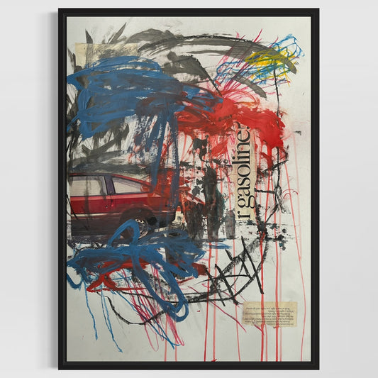 Original Mixed Media Abstract Art Painting 18x24 “1980s Honda" Signed