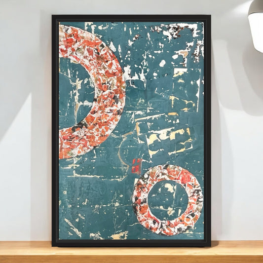 Original Framed Mixed Media Modern Art Collage Painting 12x18 "Paludal"