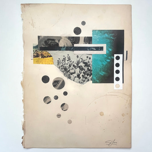 Original Mixed Media Modern Art Collage "Irrequisite" 8.75x11.5" Signed