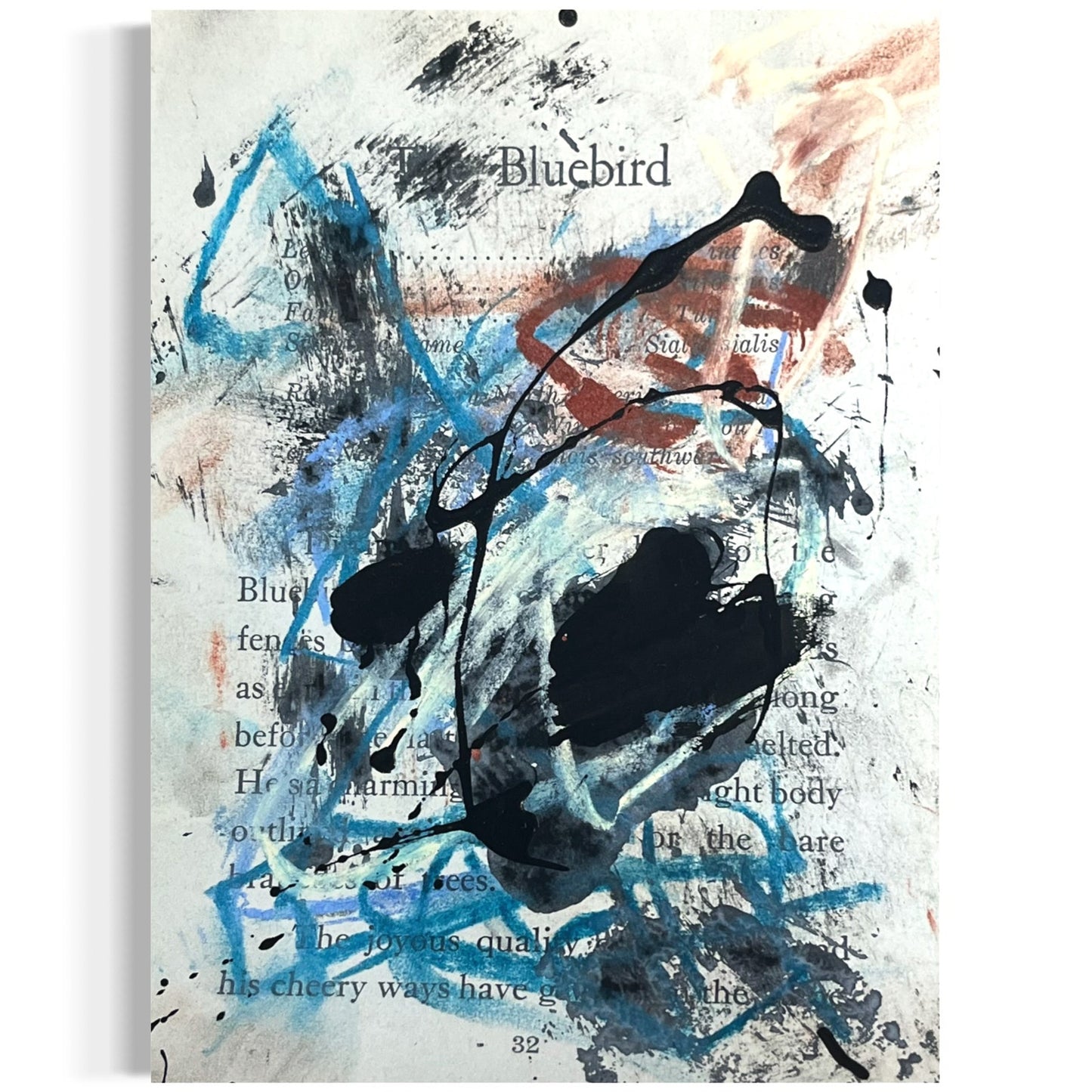 Original Abstract Modern Art Bird Painting "The Bluebird" Signed