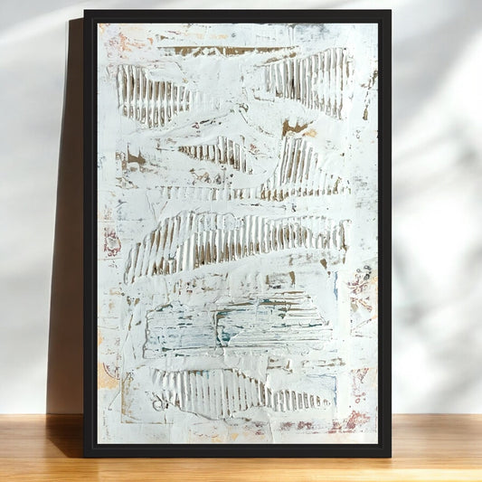 Original Framed Minimalist Modern Art Collage Painting 12x18 "Blastogenesis"