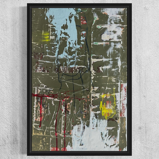 Original Framed Mixed Media Modern Art Collage Painting 12x18 "Burlap"