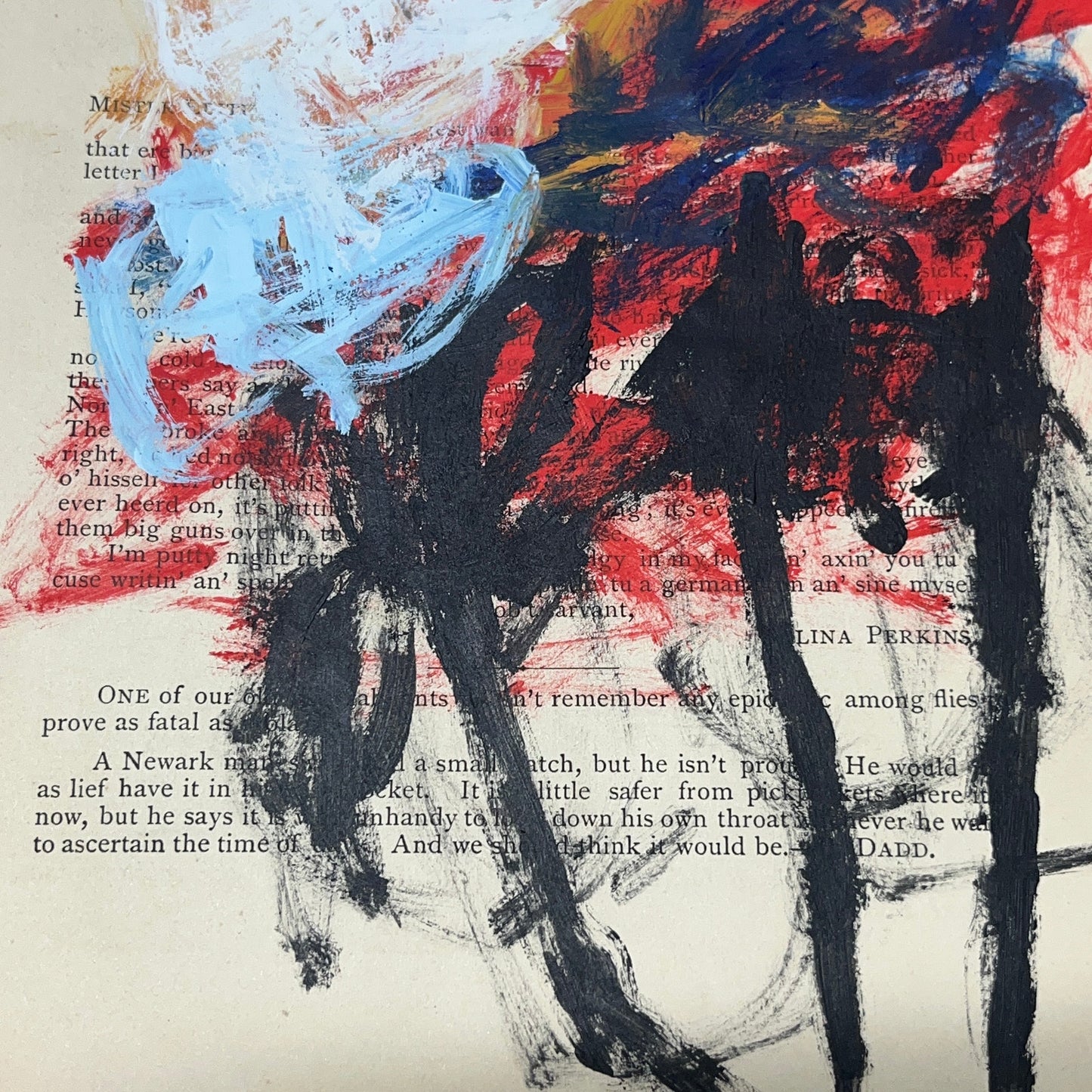 Original Abstract Modern Art Painting on Paper from 1875 Magazine #2 Signed