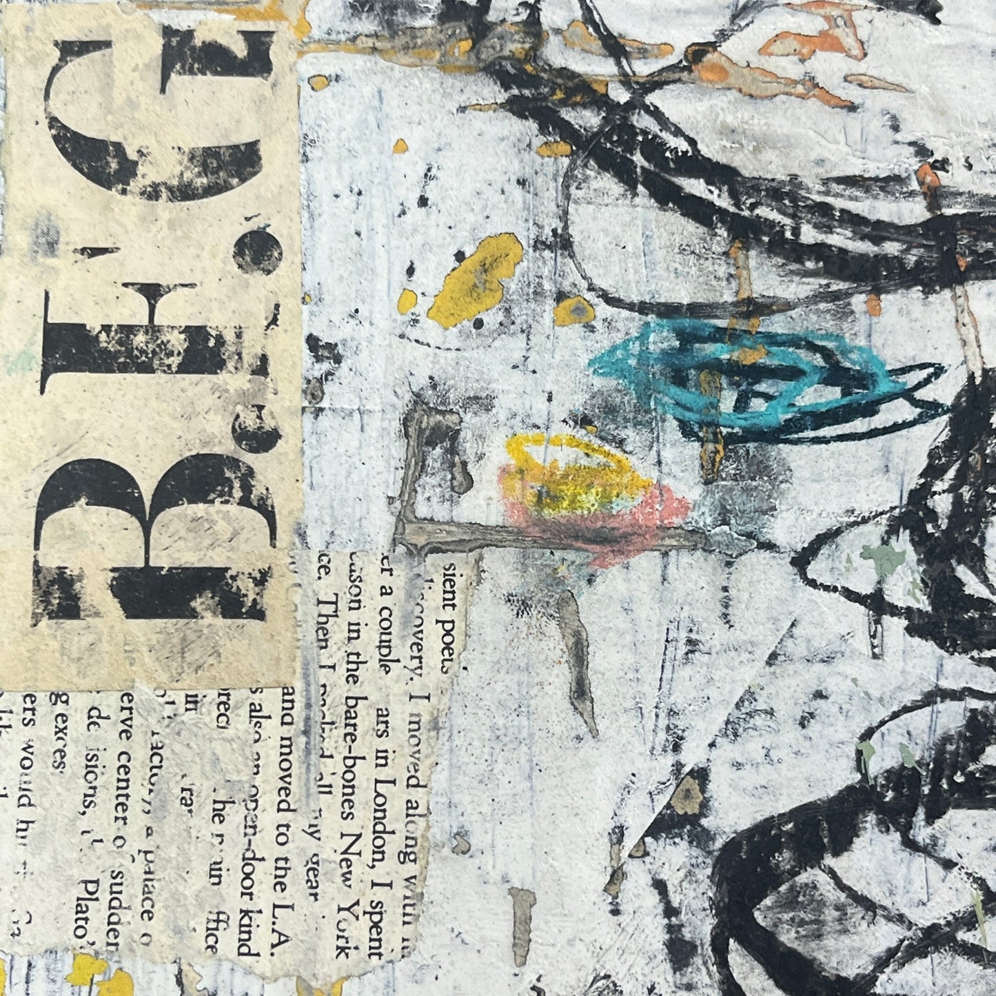 Original Grunge Minimalist Modern Art Collage Painting 8.5x11 "Schiztic" Signed