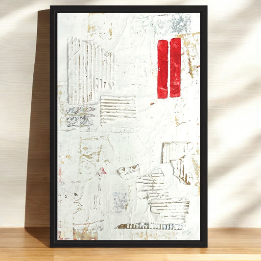 Original Framed Minimalist Modern Art Collage Painting 12x18 "Telegnosis"