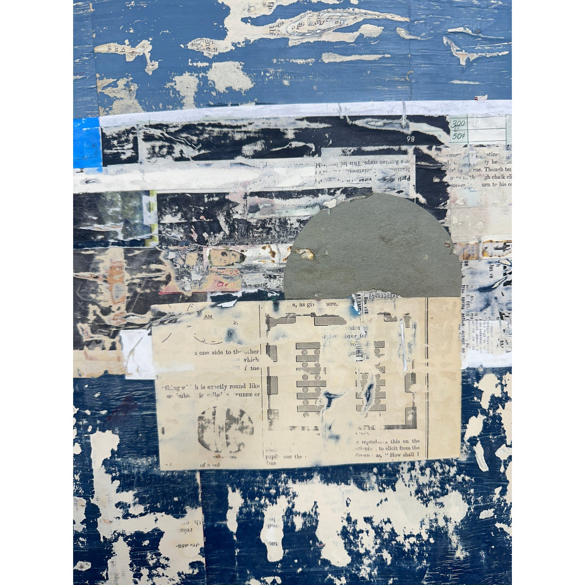Original Mixed Media Modern Art Collage Painting 18x24 "Stramineous" Signed