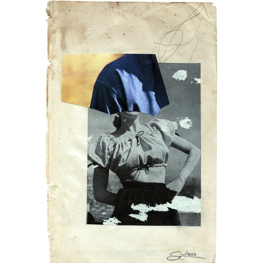 Original Mixed Media Modern Art Collage "Pnyx" 5.75x9" Signed