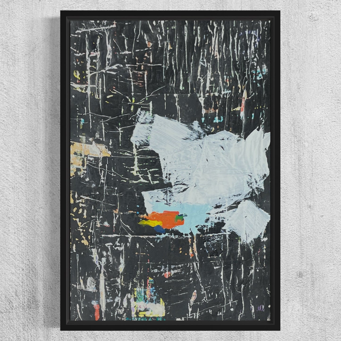 Original Framed Mixed Media Modern Art Collage Painting 12x18 "Dynamo"