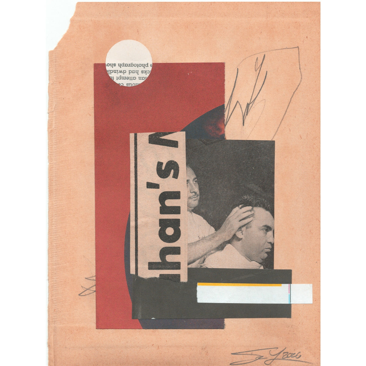 Original Mixed Media Modern Art Collage "Iulus" 5.75x7.5" Signed