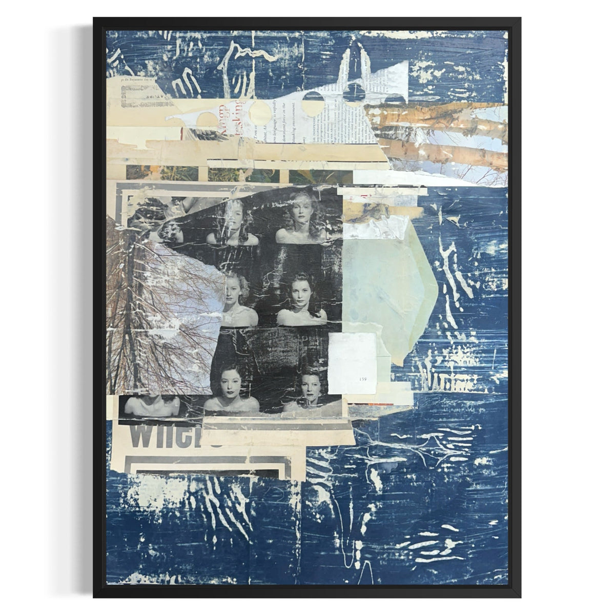 Original Mixed Media Modern Art Collage Painting 18x24 "Benthos" Signed