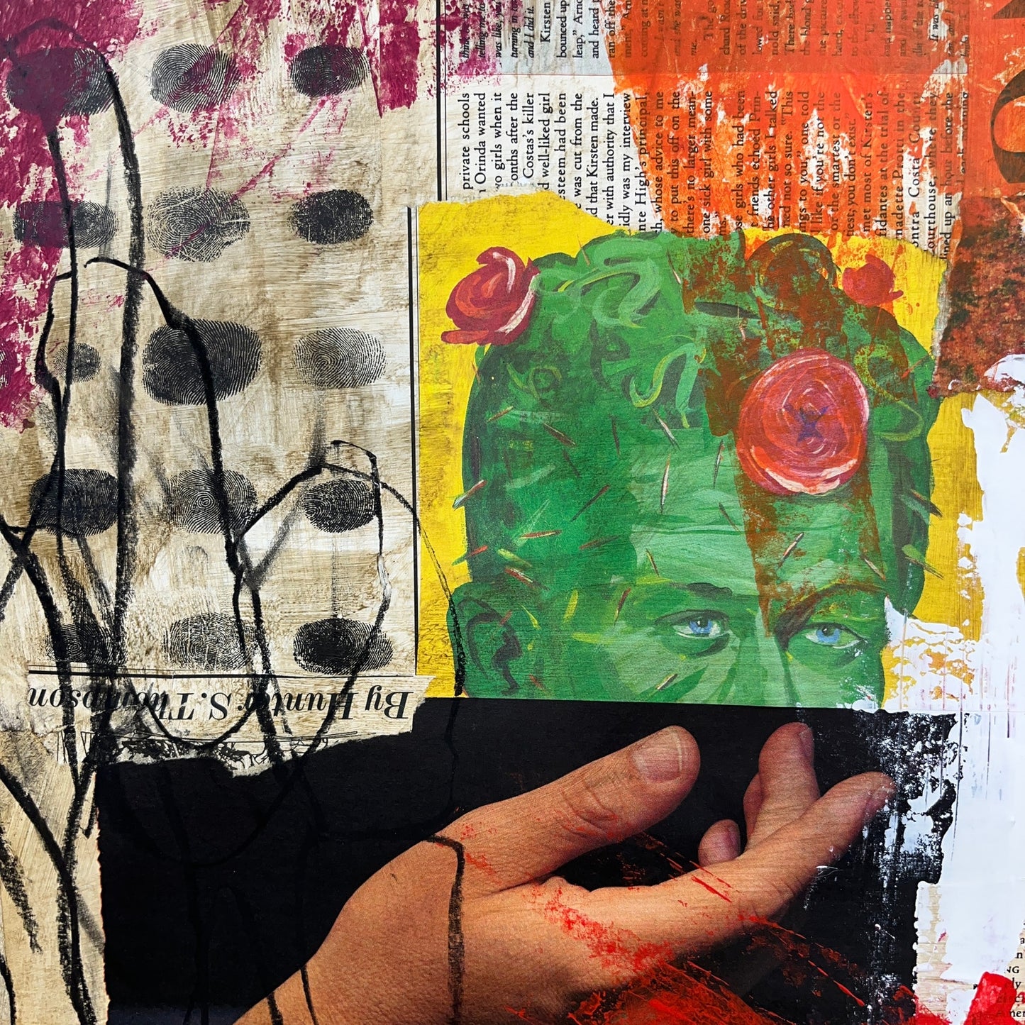 Original Mixed Media Modern Art Painting 18x24 "Fear and Loathing" Signed