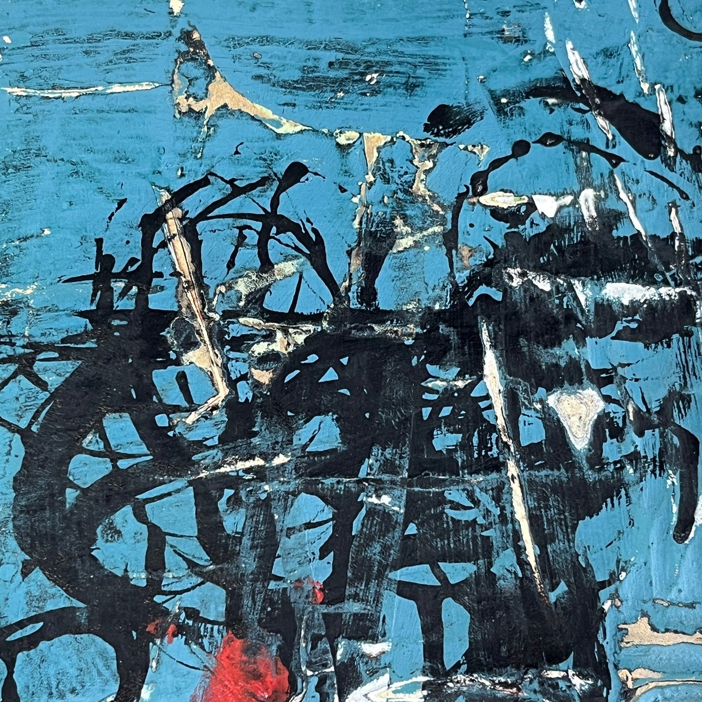 Original Grunge Minimalist Modern Art Collage Painting 8.5x11 "Epuration" Signed