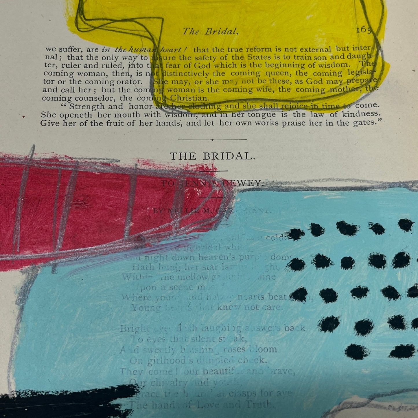 Original Abstract Modern Art Painting on Paper from 1875 Magazine #6 Signed