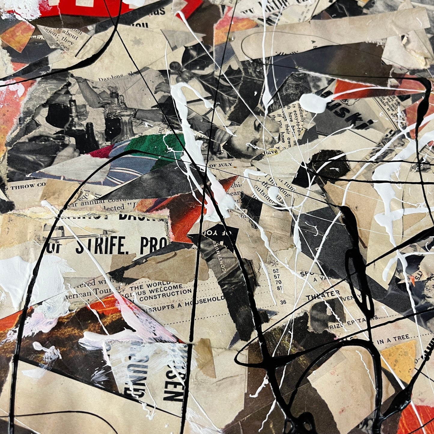 Original Mixed Media Abstract Art Collage 11x14 "1952 Dec 8 Life Magazine"
